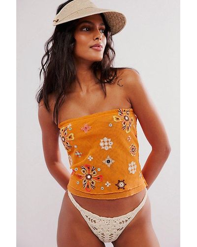 Free People Poppy Embroidered Tube Top - Orange