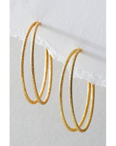 Free People 14k Gold Plated Omega Hoops At In 14k Gold Double Hoop - Metallic