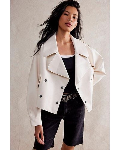 Free People Alexis Vegan Leather Jacket At Free People In Ivory, Size: Small - Natural