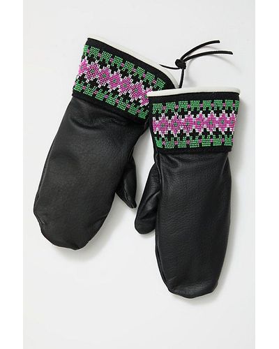 Astis House Finch Leather Mittens - Black