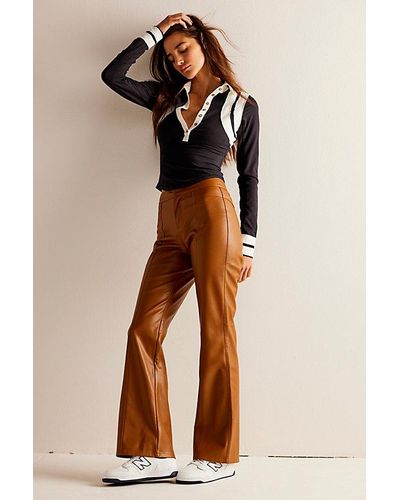 Free People Uptown High-rise Vegan Trousers At Free People In Brown, Size: Us 4