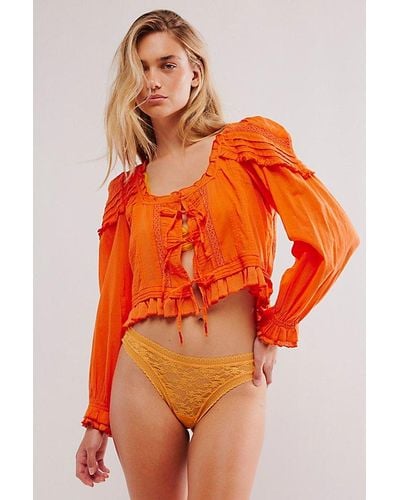 Intimately By Free People Daisy Lace Thong Knickers - Orange