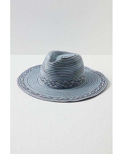 Free People Mixed Braid Packable Cowboy Hat - Blue