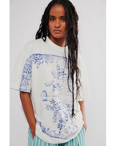 Free People Floral Screen Tee - White