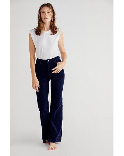 Rolla's East Coast Cord Flare Jeans At Free People In Midnight Cord, Size: 31 - Blue