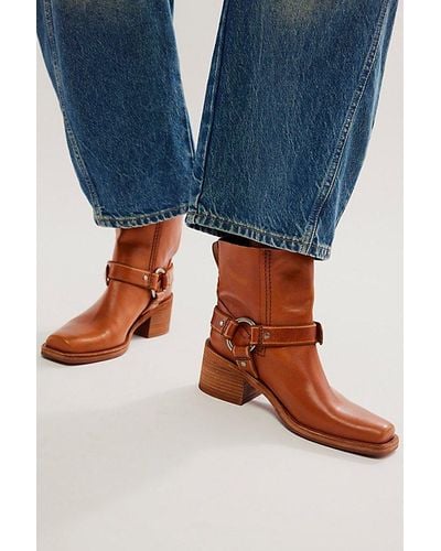 Free People Briggs Crop Rider Boots At Free People In Cognac, Size: Us 8 - Blue