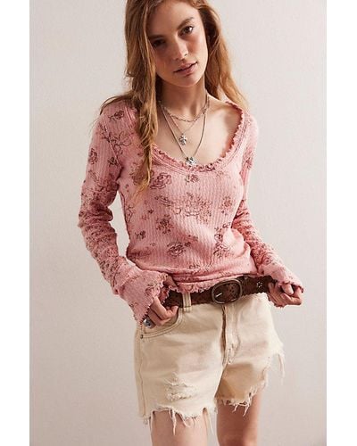 Free People We The Free Clover Printed Thermal - Pink