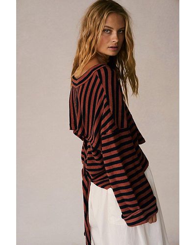 Free People Alyria Striped Pullover - Natural