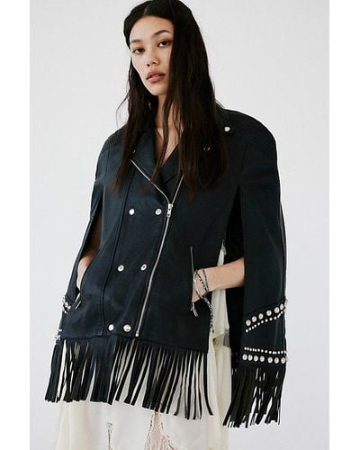 Urban Outfitters Moto Poncho - Black