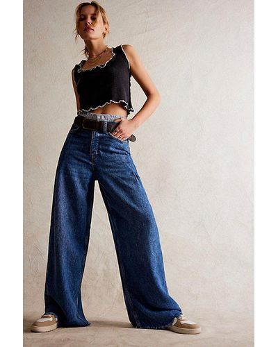 Free People We The Free Old West Slouchy Jeans - Blue