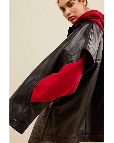 Free People Rancho Leather Jacket - Red