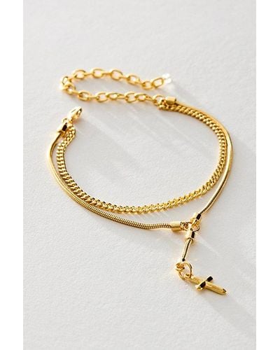 Free People Antique Dreams Gold Plated Anklet - Metallic