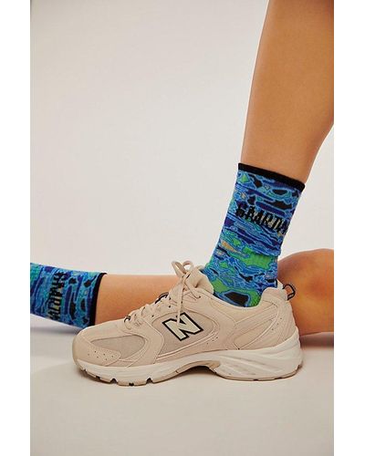 Smartwool Atheltic Far Out Tie Dye Crew Socks - Blue