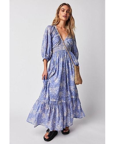 Free People Golden Hour Maxi Dress At In Blue Violet Combo, Size: Xs