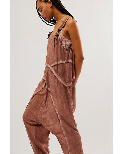 Free People Act Natural Shapeless Romper - Brown