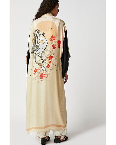 Free People Moon Dance Maxi Kimono At In Pearl Combo - Multicolor