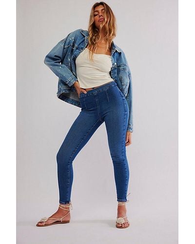 Free People Crvy Infinite Stretch Pull-on Skinny Jeans - Blue