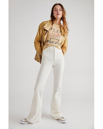 Free People Jayde Cord Flare Jeans At Free People In Winter White, Size: 29