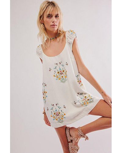 Free People Wildflower Embroidered Mini Dress - Brown