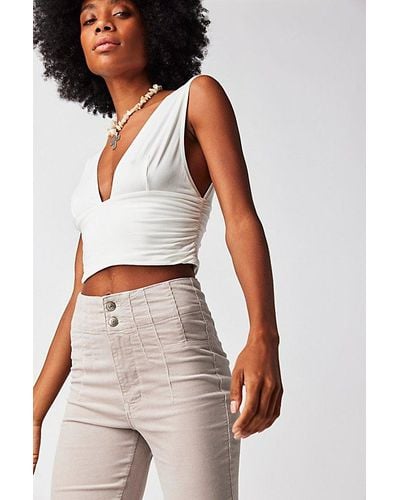 Free People Jayde Cord Flare Jeans At Free People In Love Stone, Size: 32 - White
