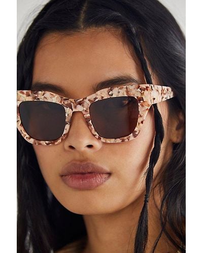 Free People Decker Cat Eye Polarized Sunglasses At In French Toast - Multicolor
