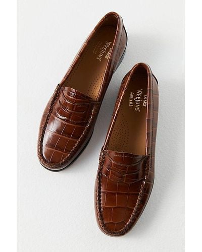 G.H. Bass & Co. Whitney Croc Loafers - Brown