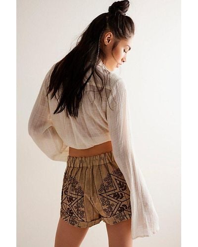 Free People Westover Embroidered Shorts - Brown
