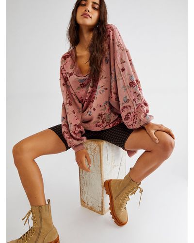 Free People With The Band Cabbage Rose Sweatshirt - Pink
