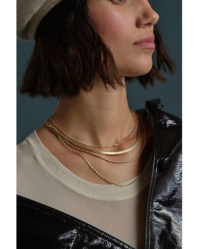 Free People Plated Lara Layer Choker At In Gold - Black