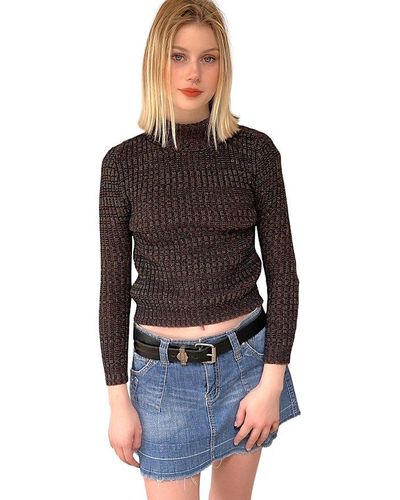 Free People Vintage 1990's Slim Fit Turtleneck Sweater Selected By - Black