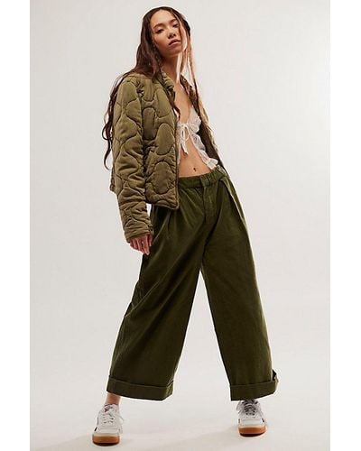 Free People After Love Cuff Trousers At In Moss Song, Size: Xs - Green