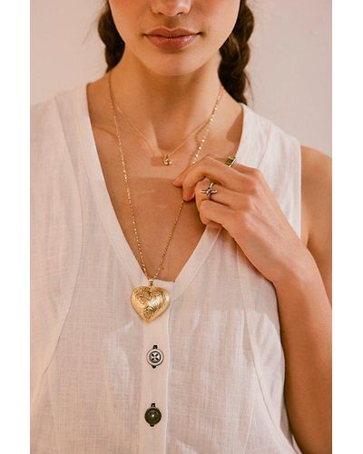 Free People Metal Heart Chain Necklace - Natural