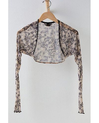 Only Hearts Toile Shrug At Free People In Black/white, Size: Small - Gray