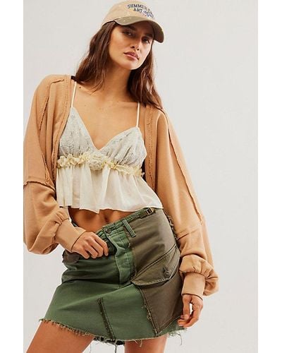 Free People Shrug It Off Sweatshirt At In Iced Coffee, Size: Large - Green