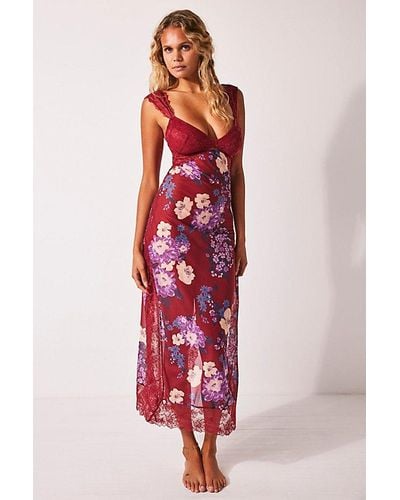 Free People Suddenly Fine Maxi Slip - Red