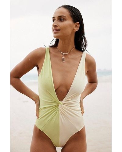 Juillet Olivia Tricot One-piece Swimsuit At Free People In Honey Dew Shine, Size: Small - Natural