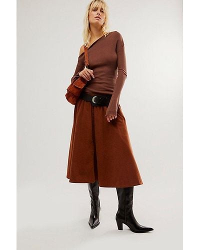 Free People We The Free Cord Full Skirt - Brown