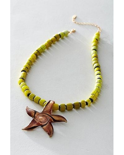 Free People Trade Bead With Glass Starfish Necklace - Metallic