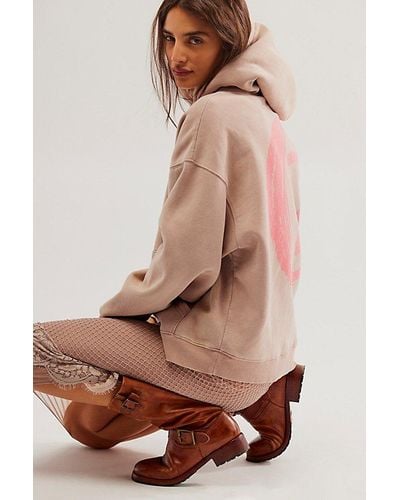 One Teaspoon Washed Smiley Face Hoodie At Free People In Stone, Size: Xs - Brown