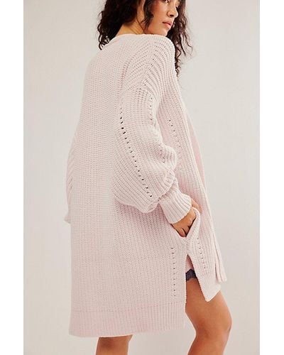 Free People Nightingale Cardi At In Pink Calcite, Size: Small - Natural