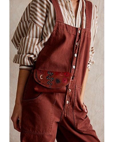 Free People Limited Edition Hand Painted Rider Crossbody - Red