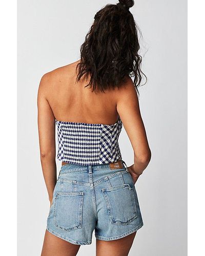 Free People Crvy Word On The Street Shorts - Blue