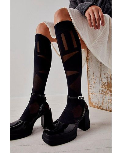 Swedish Stockings Kim Geometric Knee-high Socks - Black