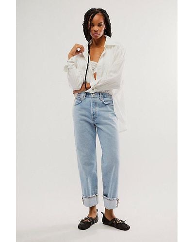 Free People Agolde Fran Low-slung Straight Jeans - Blue