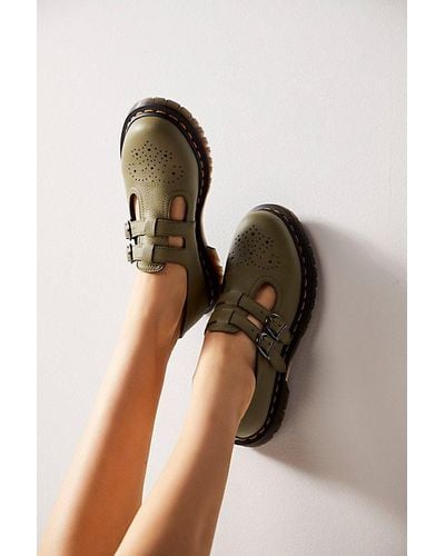 Dr. Martens 8065 Mary Janes At Free People In Muted Olive, Size: Us 8 - Multicolour