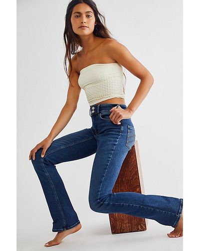 Free People Shayla Skinny Flare Jeans At Free People In Deep Indigo, Size: 24 - Blue