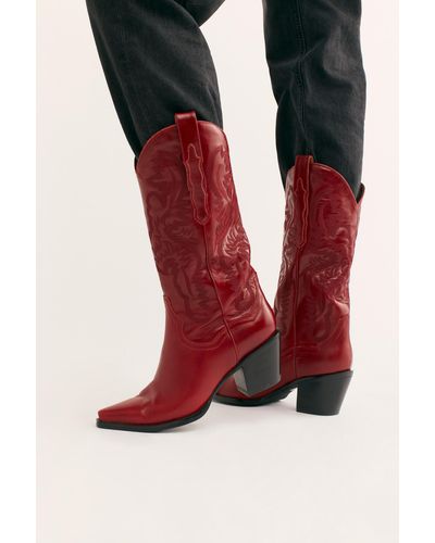 Free People Dagget Western Boots By Jeffrey Campbell - Red
