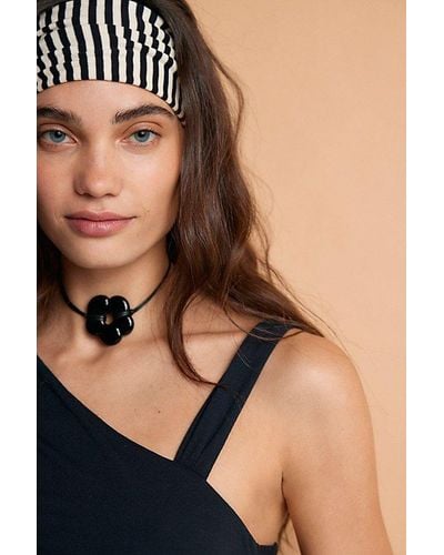 Free People Baby Flower Cord Choker At In Black