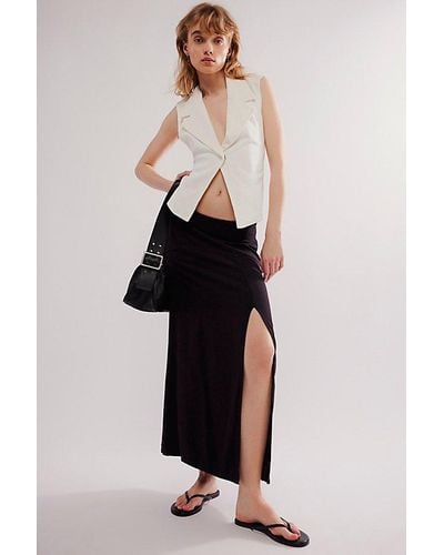 Free People Isla Linen Maxi Skirt - Black