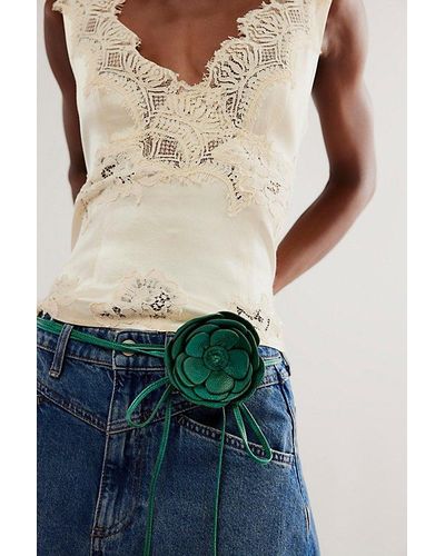 Free People Fiona Floral Wrap Belt - Green